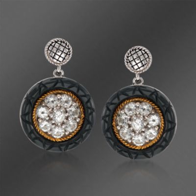 Andrea Candela White Topaz and Onyx Earrings in Two-Tone &mdash; Alt Image 1