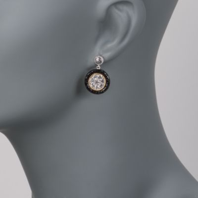 Andrea Candela White Topaz and Onyx Earrings in Two-Tone &mdash; Alt Image 2