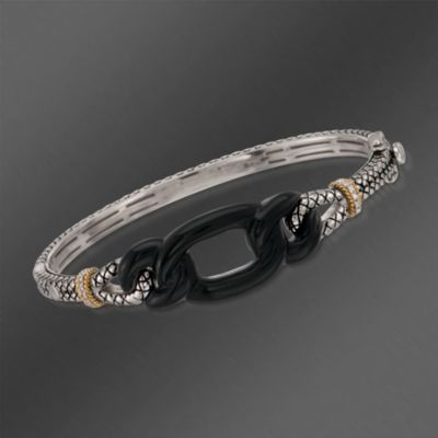 Andrea Candela Two-Tone Bangle Bracelet With Diamond. 7" &mdash; Alt Image 1