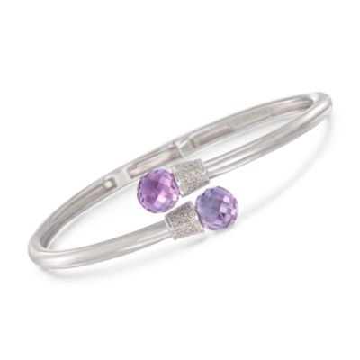 6.75 ct. t.w. Amethyst and .10 ct. t.w. Diamond Bypass Bangle in Sterling Silver &mdash; Alt Image 1