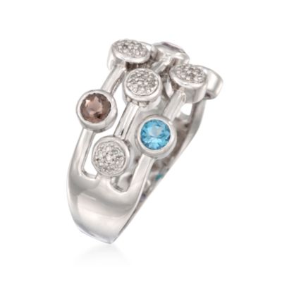 .70 ct. t.w. Stacked-Look Multi-Gem Ring With Diamonds in Sterling Silver &mdash; Alt Image 3
