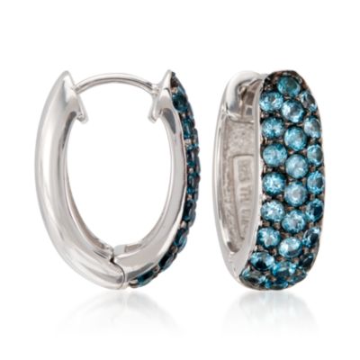 2.40 ct. t.w. Blue Topaz Hoop Earrings in Sterling Silver &mdash; Alt Image 1