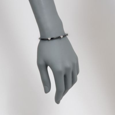 Diamond-Accented Heart-Shaped Station Bangle Bracelet in Stainless and Sterling &mdash; Alt Image 2