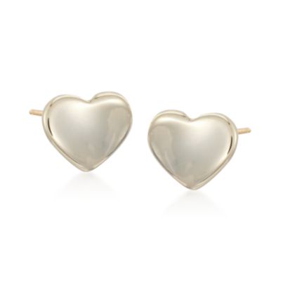 Italian 14kt Yellow Gold Heart Earrings &mdash; Alt Image 1