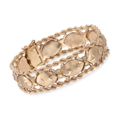 C. 1980 Vintage 14kt Yellow Gold Marquise Link Bracelet. 7" &mdash; Alt Image 1