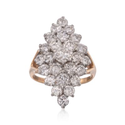 C. 1980 Vintage 4.25 ct. t.w. Diamond Cluster Ring in 14kt Yellow Gold. Size 6 &mdash; Alt Image 1