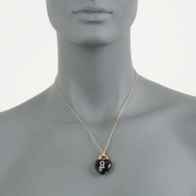 Black Agate and .11 ct. t.w. Diamond Keyhole Heart Pendant in 18kt Yellow Gold &mdash; Alt Image 2