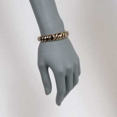 Tiger-Print Black Enamel Cuff Bracelet in 18kt Over Sterling. 7.5" &mdash; Alt Image 2