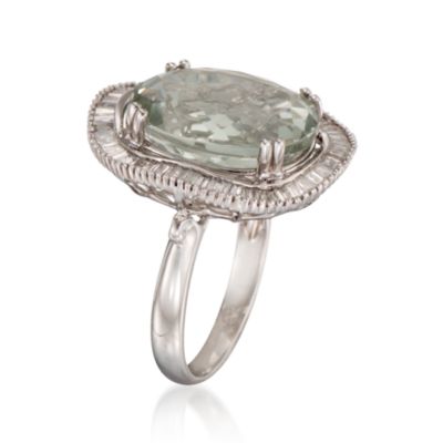 9.50 Carat Green Amethyst and .63 ct. t.w. Diamond Ring in 14kt White Gold &mdash; Alt Image 3