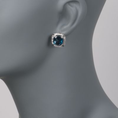 10.00 Carat London Blue Topaz and .69 ct. t.w. Diamond Earrings in 14kt White Gold &mdash; Alt Image 2