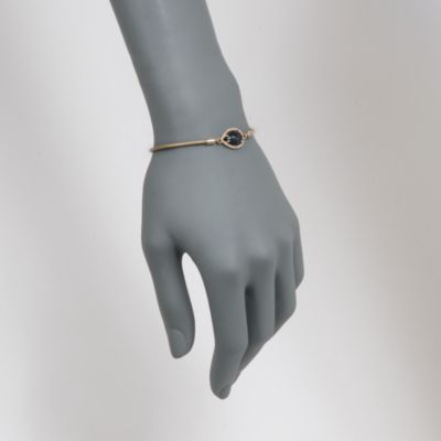 Golden Leather Bracelet With 4.10 Carat London Blue Topaz and .25 ct. t.w. Diamonds in 14kt Yellow Gold &mdash; Alt Image 2