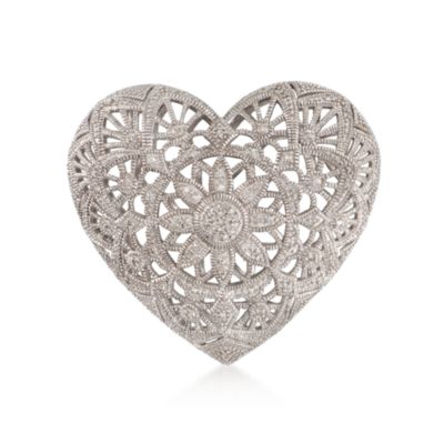 .25 ct. t.w. Diamond Heart Pin/Pendant in Sterling Silver &mdash; Alt Image 1