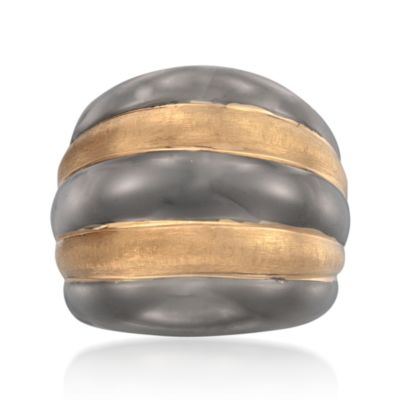 Striped Dome Ring in Two-Tone &mdash; Alt Image 1