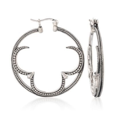 Scott Kay Sterling Silver Fancy Scallop-Style Hoop Earrings &mdash; Alt Image 1