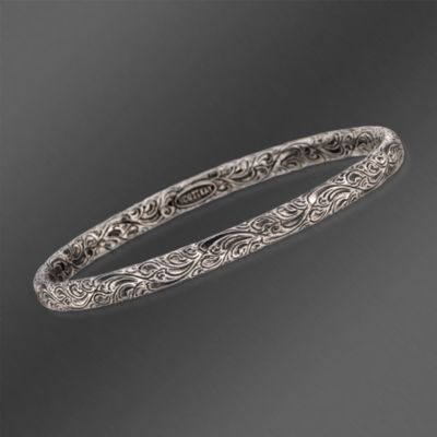 Scott Kay Sterling Silver 5.5mm Engraved Bangle Bracelet. 7" &mdash; Alt Image 1