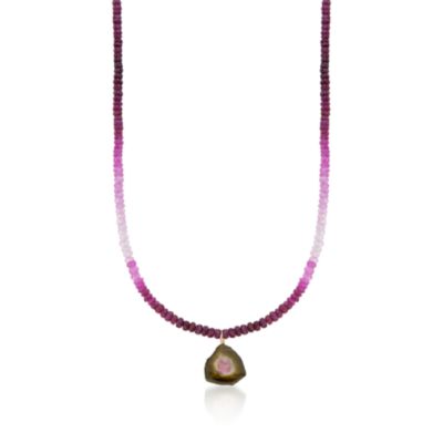14.00 ct. t.w. Ruby and 7.00 Carat Tourmaline Necklace in 14kt Yellow Gold. 18" &mdash; Alt Image 1