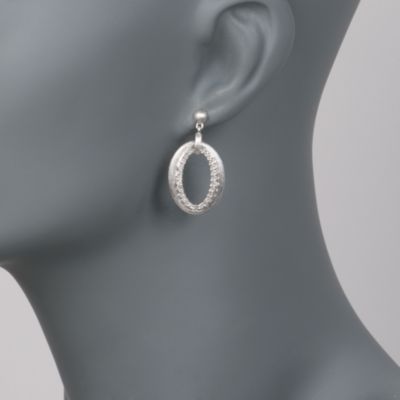 .75 ct. t.w. Diamond Oval Earrings in Sterling Silver &mdash; Alt Image 2