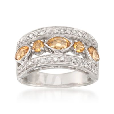 Stack-Style .90 ct. t.w. Citrine and .52 ct. t.w. Diamond Ring in Sterling Silver &mdash; Alt Image 1