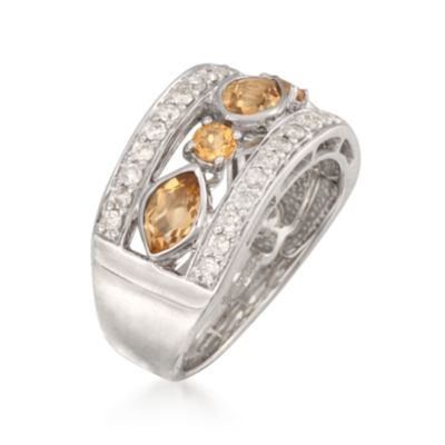 Stack-Style .90 ct. t.w. Citrine and .52 ct. t.w. Diamond Ring in Sterling Silver &mdash; Alt Image 3