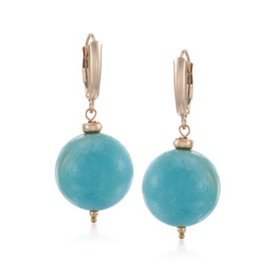 Amazonite Drop Earrings in 14kt Yellow Gold &mdash; Alt Image 1