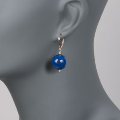 Lapis Drop Earrings in 14kt Yellow Gold &mdash; Alt Image 2