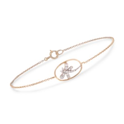 .10 ct. t.w. Diamond Dragonfly Bracelet in 14kt Yellow Gold &mdash; Alt Image 1