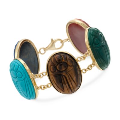 Multicolored Scarab Links Bracelet in 14kt Gold Over Sterling. 7.5" &mdash; Alt Image 1