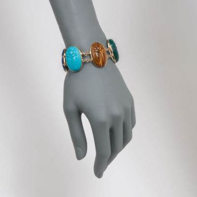 Multicolored Scarab Links Bracelet in 14kt Gold Over Sterling. 7.5" &mdash; Alt Image 2