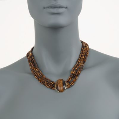 Tiger's Eye Scarab Necklace in 14kt Over Sterling &mdash; Alt Image 2