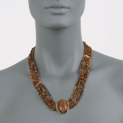 Tiger's Eye Scarab Necklace in 14kt Over Sterling &mdash; Alt Image 3
