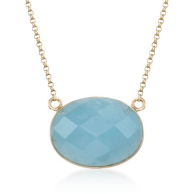 Aquamarine Pendant Necklace in 14kt Yellow Gold &mdash; Alt Image 1