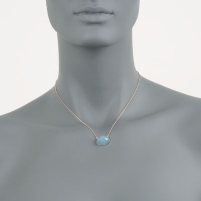 Aquamarine Pendant Necklace in 14kt Yellow Gold &mdash; Alt Image 2