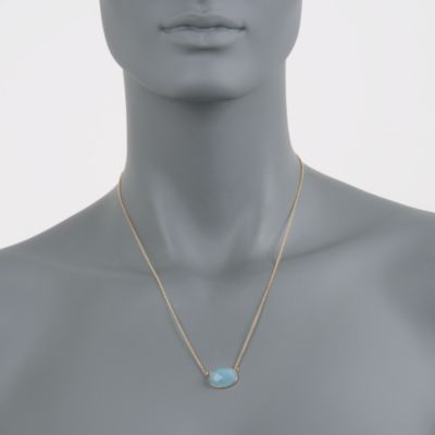 Aquamarine Pendant Necklace in 14kt Yellow Gold &mdash; Alt Image 4