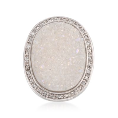 White Drusy and .10 ct. t.w. Diamond Ring in Sterling Silver &mdash; Alt Image 1