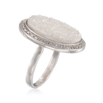 White Drusy and .10 ct. t.w. Diamond Ring in Sterling Silver &mdash; Alt Image 3