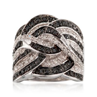 1.02 ct. t.w. Black and White Diamond Ring in Sterling Silver &mdash; Alt Image 1