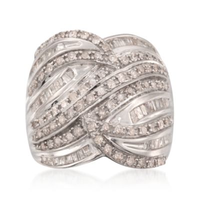 1.25 ct. t.w. Diamond Scalloped Crossover Ring in Sterling Silver &mdash; Alt Image 1