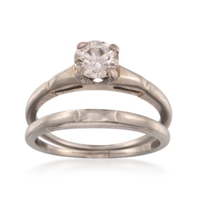 C. 1990 Vintage .60 Carat Diamond Solitaire Wedding Ring Set in 18kt White Gold. Size 4.5 &mdash; Alt Image 1