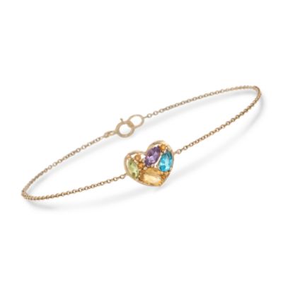 .90 ct. t.w. Multi-Gemstone Heart Bracelet in 14kt Yellow Gold &mdash; Alt Image 1