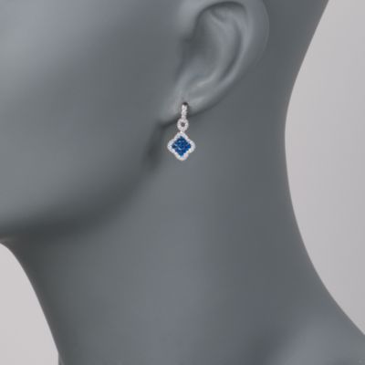 Gregg Ruth .67 ct. t.w. Sapphire and .41 ct. t.w. Diamond Drop Earrings in 18kt White Gold   &mdash; Alt Image 2