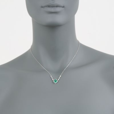 Gregg Ruth .55 ct. t.w. Emerald and .35 ct. t.w. Diamond Floral Necklace in 18kt White Gold. 16" &mdash; Alt Image 2