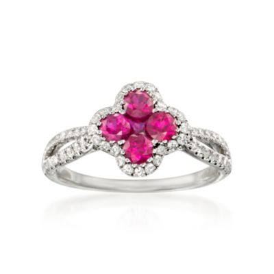 Gregg Ruth .80 ct. t.w. Ruby and .35 ct. t.w. Diamond Ring in 18kt White Gold &mdash; Alt Image 1