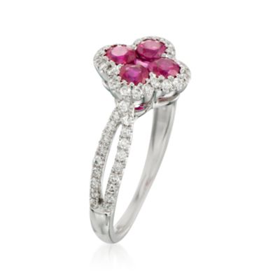 Gregg Ruth .80 ct. t.w. Ruby and .35 ct. t.w. Diamond Ring in 18kt White Gold &mdash; Alt Image 3