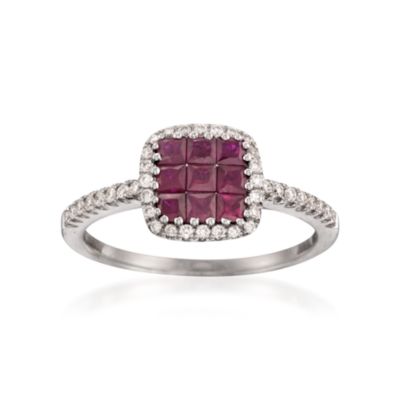 Gregg Ruth .66 ct. t.w. Ruby and .23 ct. t.w. Diamond Ring in 18kt White Gold. Size 7 &mdash; Alt Image 1