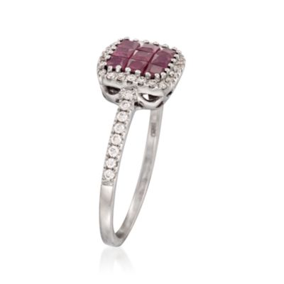 Gregg Ruth .66 ct. t.w. Ruby and .23 ct. t.w. Diamond Ring in 18kt White Gold. Size 7 &mdash; Alt Image 3