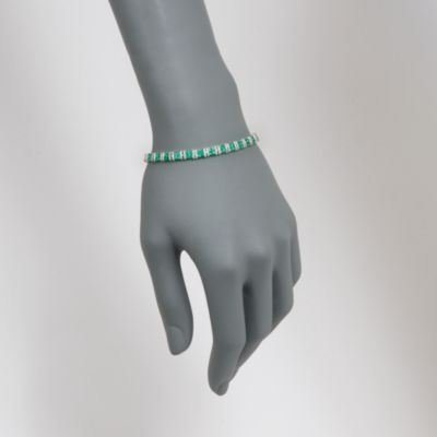 Gregg Ruth 4.75 ct. t.w. Emerald and 1.08 ct. t.w. Diamond Bracelet in 18kt White Gold. 7" &mdash; Alt Image 2