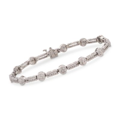 .25 ct. t.w. Twisted Rope-Link Diamond Bracelet in 14kt White Gold. 7" &mdash; Alt Image 1