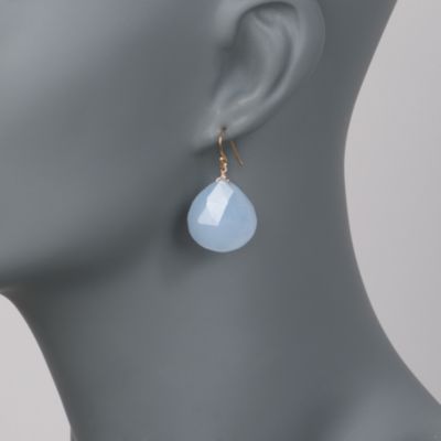 Blue Chalcedony Drop Earrings in 14kt Yellow Gold &mdash; Alt Image 2