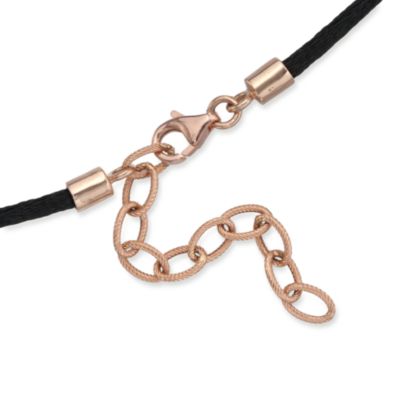 Black Silk Cord Necklace With 8.00 Carat Rose De France Amethyst and .28 ct. t.w. Diamonds in 14kt Rose Gold &mdash; Alt Image 4
