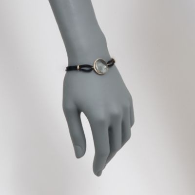 10.00 Carat Green Amethyst and .28 ct. t.w. Diamond Silk Cord Bracelet in 14kt Yellow Gold. 7" &mdash; Alt Image 2